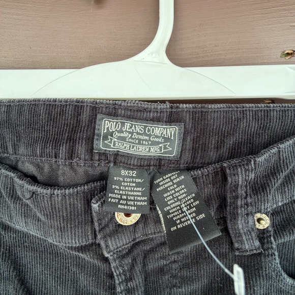 VTG Polo Jeans Co Ralph Lauren Black Corduroy Pants Size 8x32 Bootcut Y2K - Picture 6 of 6